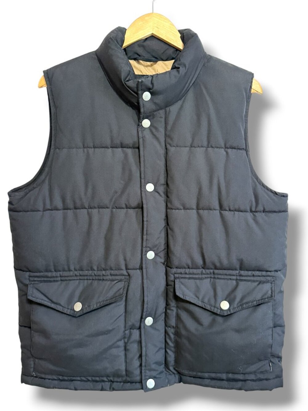 Old Navy Men's Frost Free Quilted Puffer Vest Sz M Black Outdoors Full Zip Snap